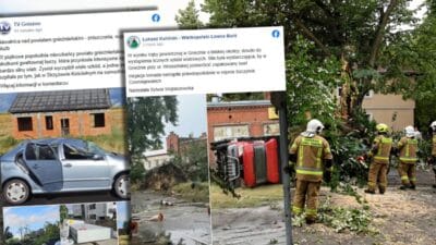 Gniezno dan bir hortum gecti bir otobusu ve otomatlari devirdi cocuklar bir adada mahsur kaldi 7814