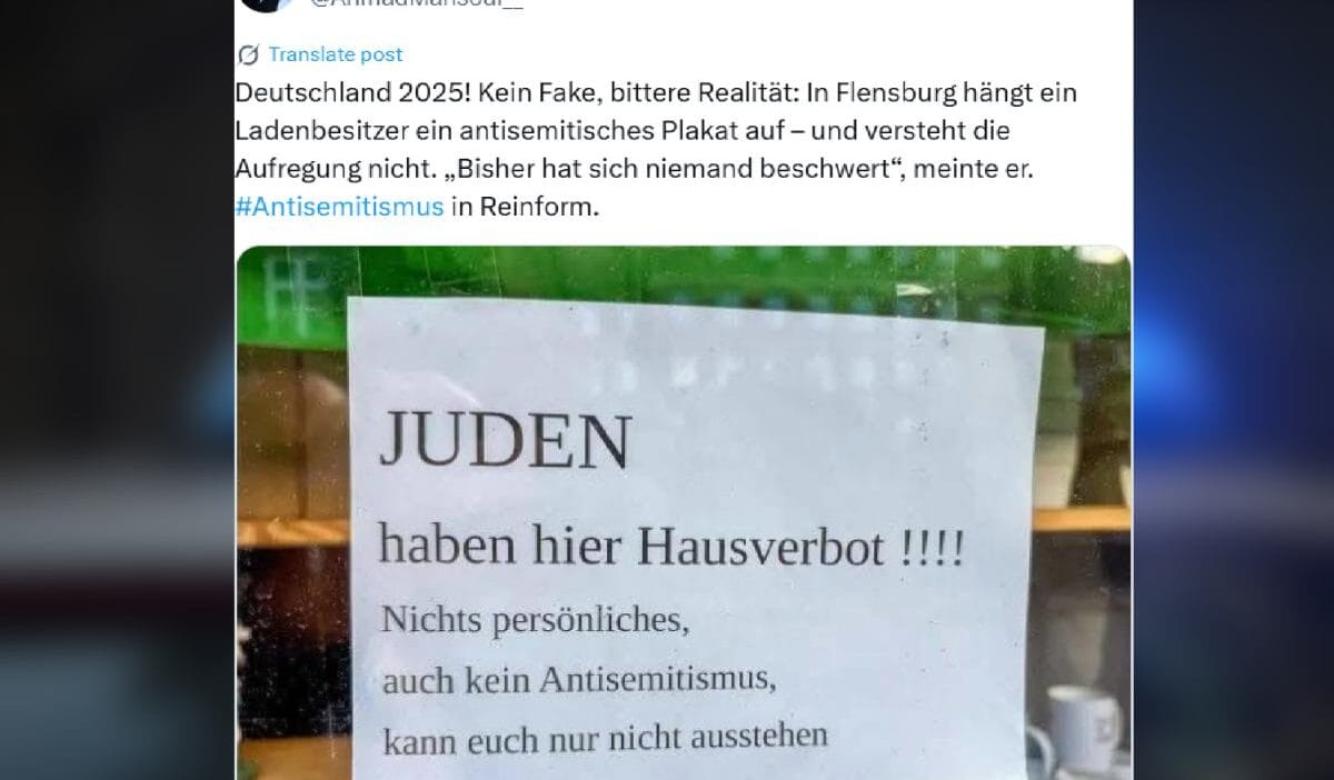 Almanya bir dukkanin vitrininde sok edici bir kart dukkan sahibi yahudilere dondu 11901