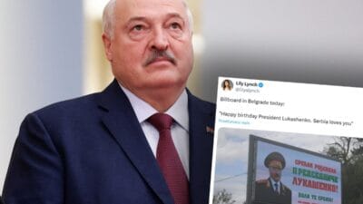 Guney avrupa da lukashenko lu sasirtici reklam panolari seni seviyoruz 8498
