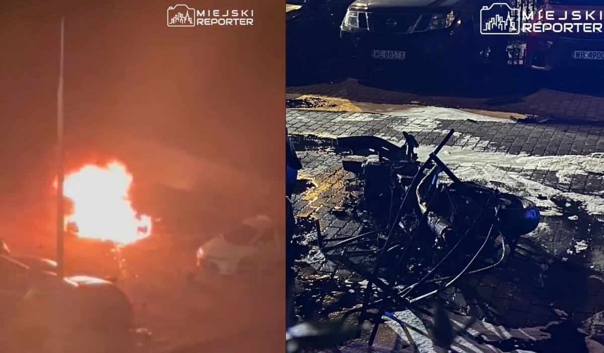 Varsova da korkunc kaza motosiklet surucusu bir citi deldi araclar yaniyor 12261