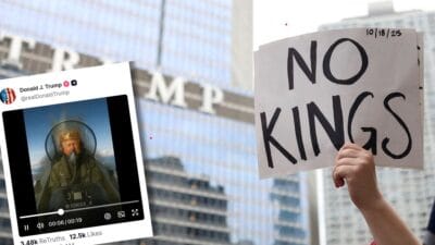 Abd de buyuk protestolar trump cevap verdi yapay zekadan bir video yayinladi 18045