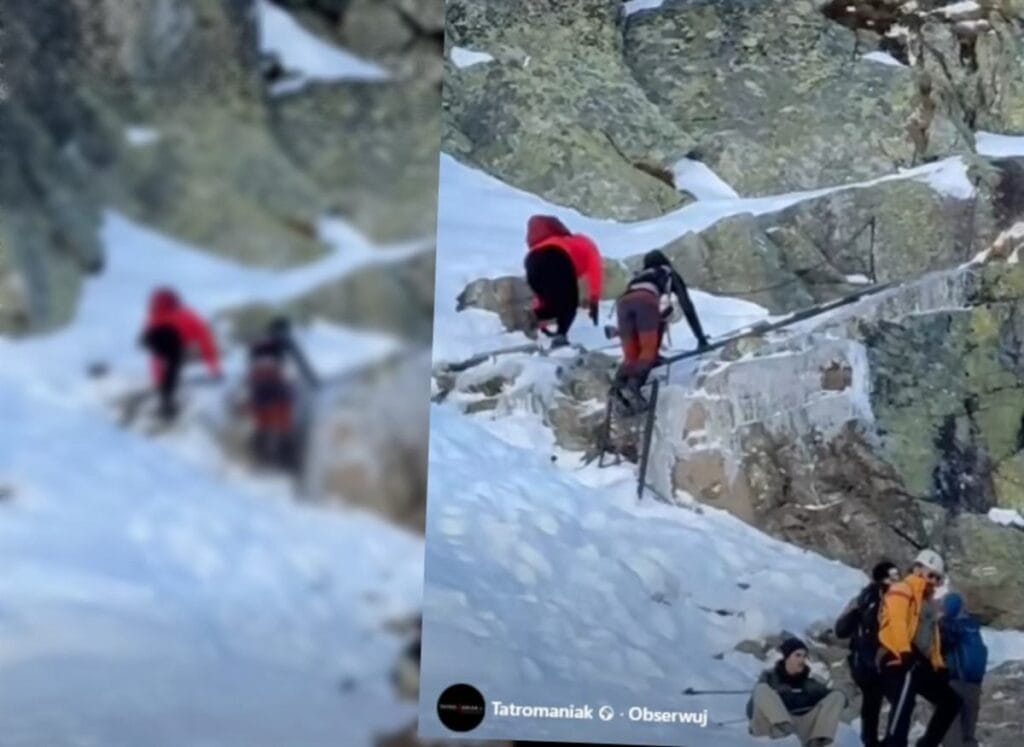 g re de sok edici bir manzara bebekleriyle birlikte rysy ye tirmandilar bir sekilde asagi inmeleri gerektigini anladilar 18408