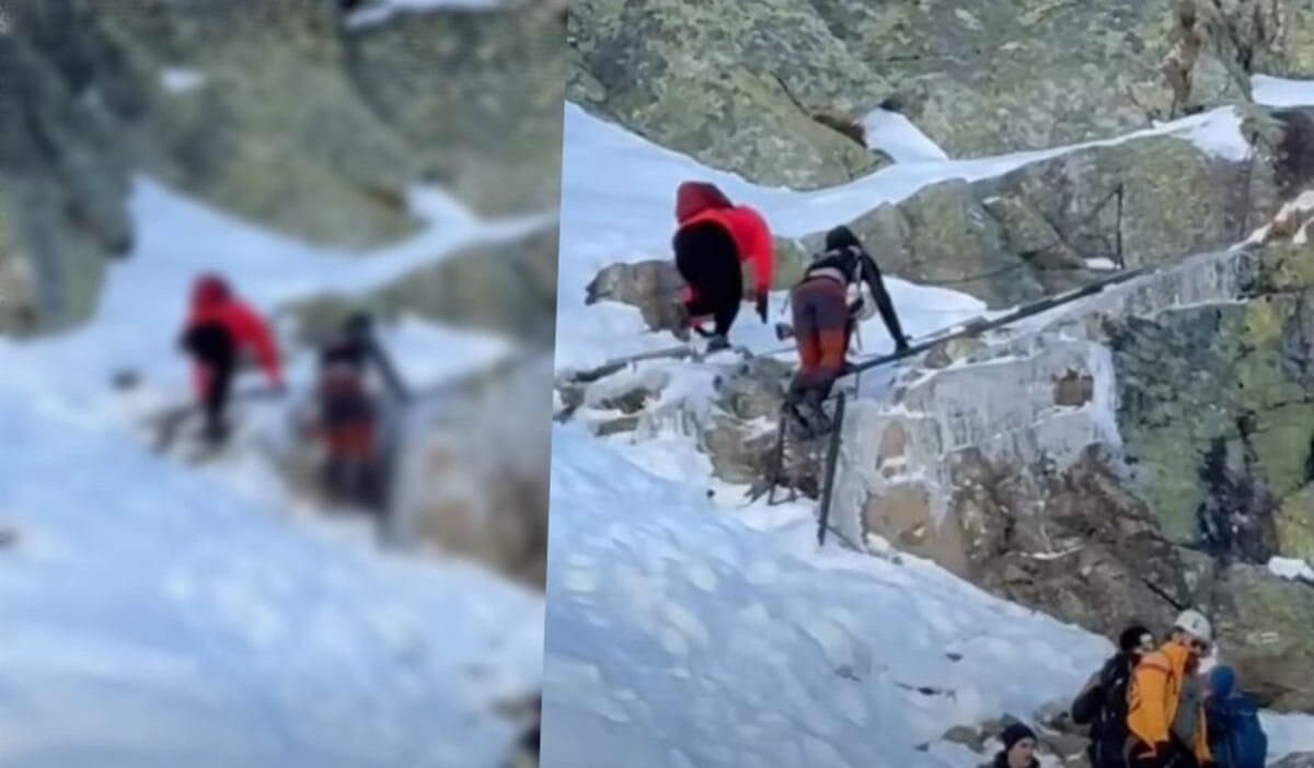 G re de sok edici bir manzara bebekleriyle birlikte rysy ye tirmandilar bir sekilde asagi inmeleri gerektigini anladilar 18408