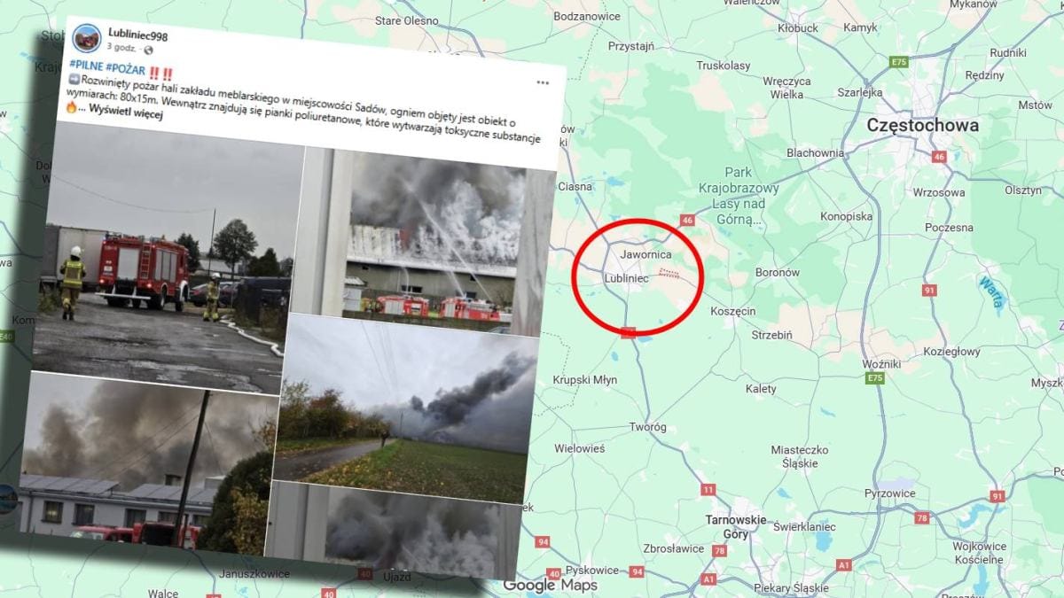 Lubliniec yakinlarindaki bir uretim tesisinde guclu yangin rcb acil bir uyari yayinladi 19521