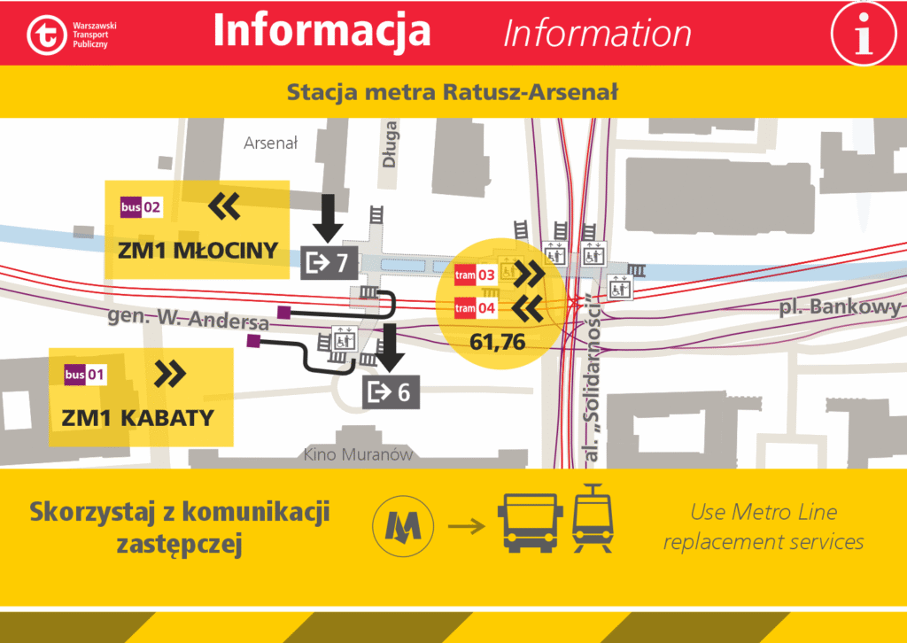 A15 mapka metro ratusz arsenal 13 16 listopada