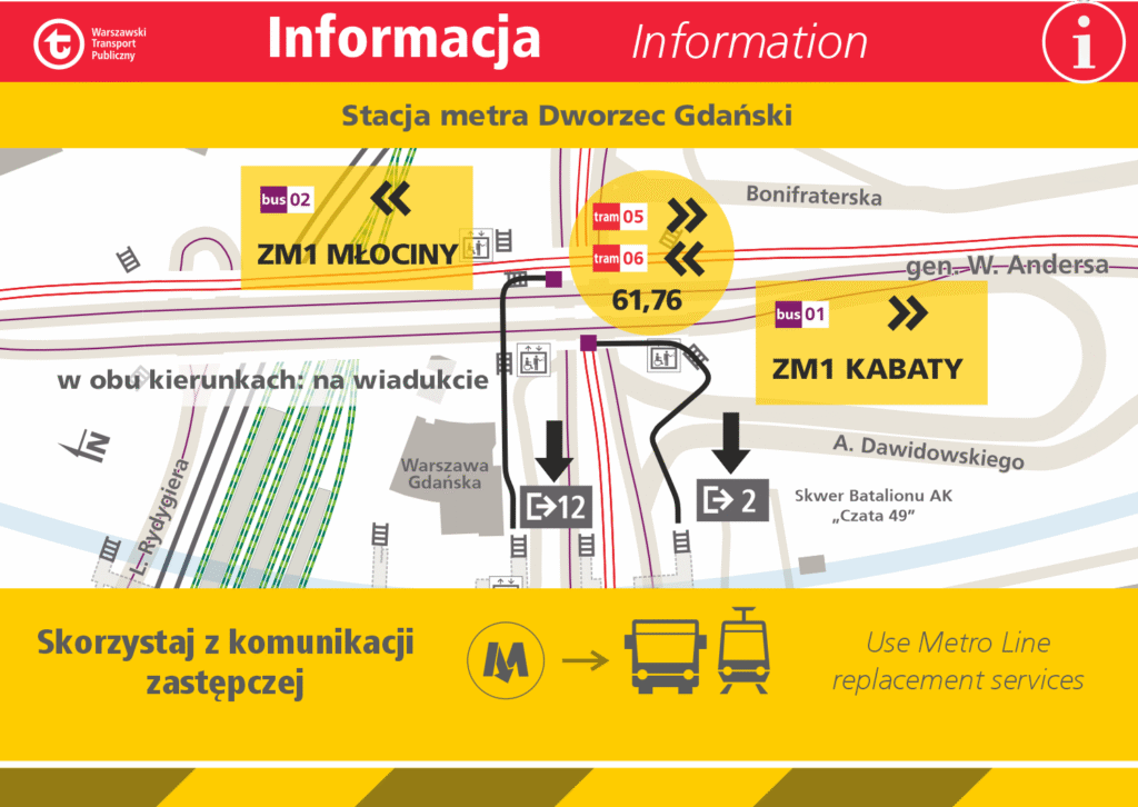 A17 mapka dworzec gdanski 13 16 listopada