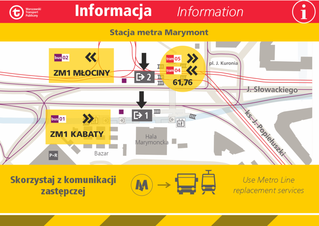 A19 mapka metro marymont 13 16 listopada