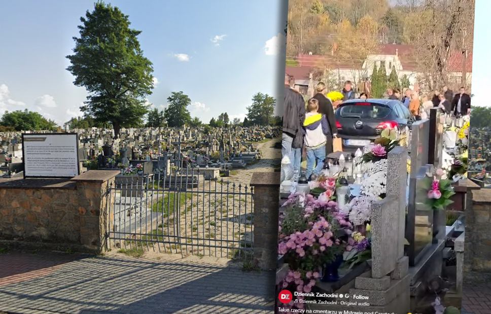 Cz stochowa yakinlarindaki bir mezarlikta sasirtici goruntuler bir araba mezarlarin arasindan geciyordu 20651