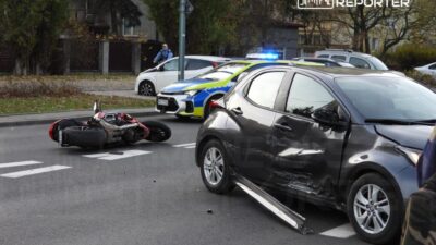 Praga guney de bir motosiklet surucusu ile bir otomobil carpisti yarali motosiklet surucusu 21363