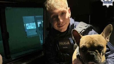 Agaca bagli bir kopege yardim ettiler polis arabasina sorunsuz bir sekilde yerlesti 32478