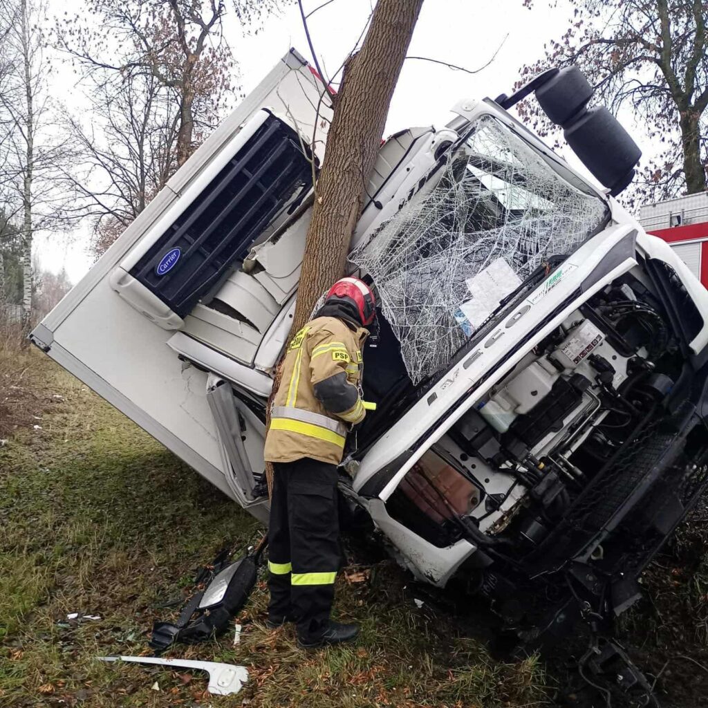 bir kamyon surucusu hendege girdi ve bir agaca carpti 27121