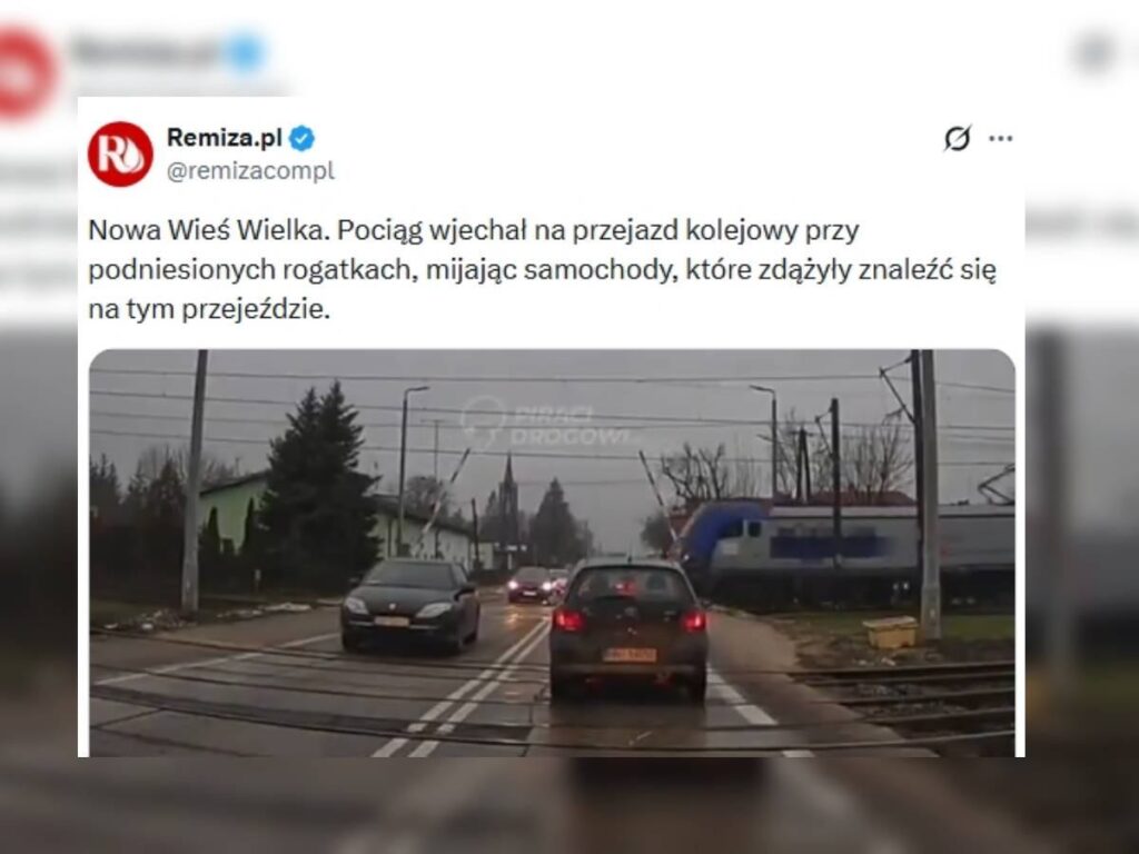 bydgoszcz yakinlarindaki bir hemzemin gecitte dehset anlari tren vagonlarin arasindan gecti 28470