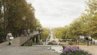 Krakowskie przedmie cie ye baglanan yaya ve bisiklet koprusu yaya koprusune bakan bir seyir terasi olusturulacaktir gorsellesti rmeler 26902