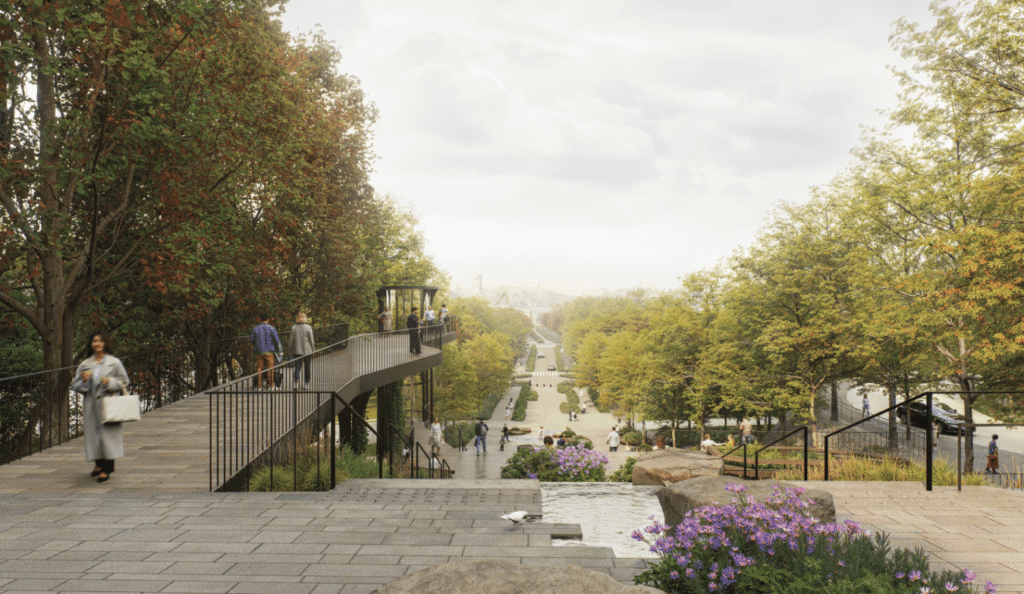 Krakowskie przedmie cie ye baglanan yaya ve bisiklet koprusu yaya koprusune bakan bir seyir terasi olusturulacaktir gorsellesti rmeler 26902