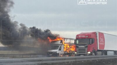 Ag w yakinlarinda kamyanda yangin surucu kurtarildi otoyol trafige kapandi 46683