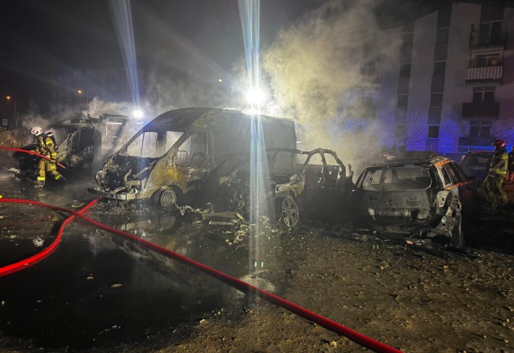 Polonya da park halindeki araclara es zamanli yangin 15 arac etkilendi 55729