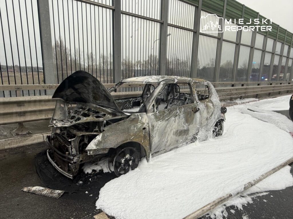 polonya da s8 otoyolunda seyir halinde olan arac alev aldi 55291