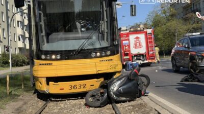 Varsova da motosiklet ve tramvay carpisti surucu bilinci kapali hastaneye kaldirildi 65288